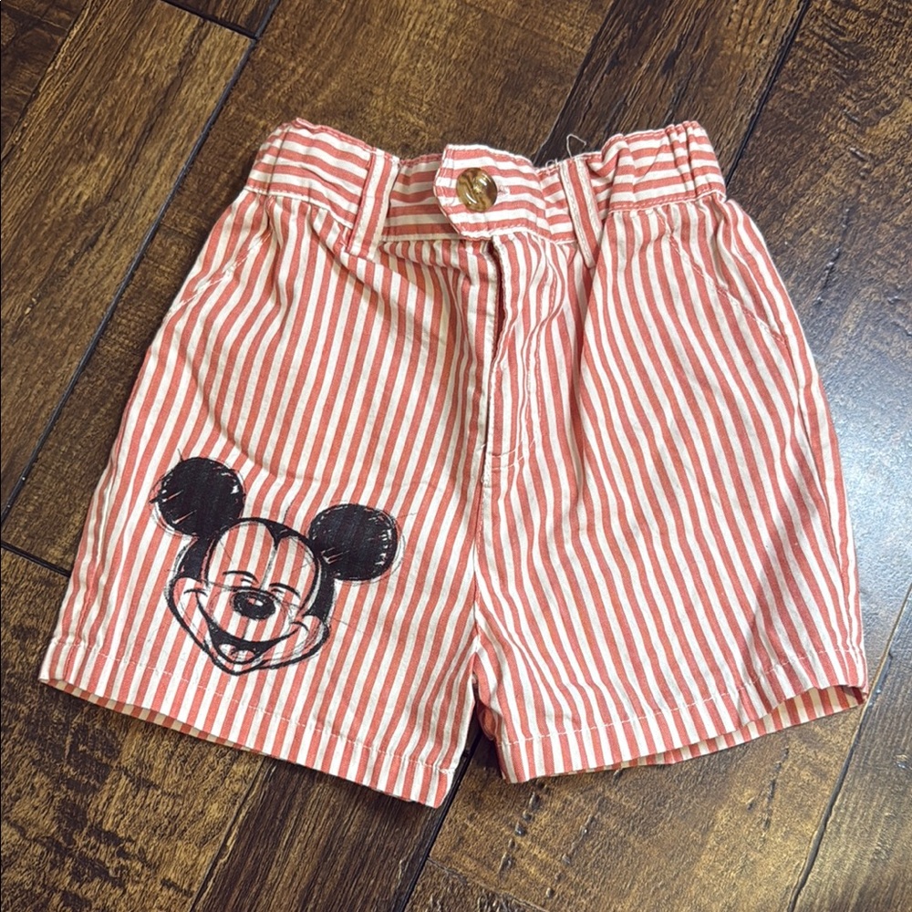 Disney Red and White Striped Mickey Mouse Shorts